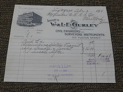 1899 Central New England Railroad C.N.E.R.R. Paid Invoice From W&LE Gurley • $89.99