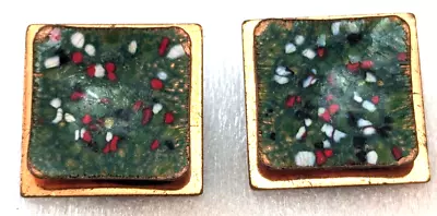 Matisse Renoir Signed Modernist Copper & Multicolor Splash Enamel Clip Earrings • $19.50