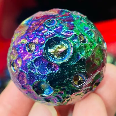 1pc Titanium Quartz Moon Sphere Hand Carved Ball Crystal Healing 40MM+ • $14.07