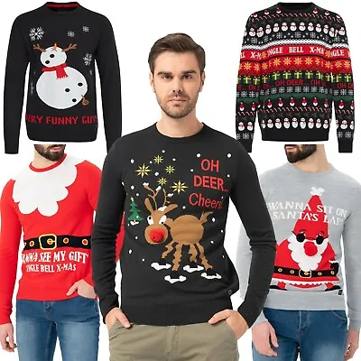 £13.99 • Buy Mens Christmas Xmas Jumper Santa Funny Novelty Sweater Ladies Knitted Pullover