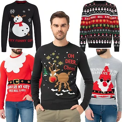 £13.99 • Buy Mens Christmas Xmas Jumper Santa Funny Novelty Sweater Ladies Knitted Pullover