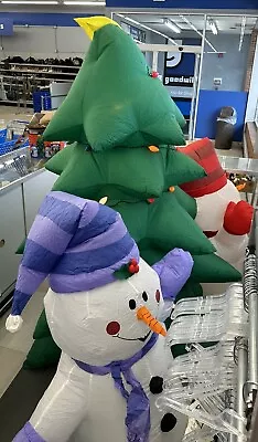 Gemmy Giant Holiday Airblown Inflatable Christmas Tree W Snowmen Lighted 8 Ft. • $127