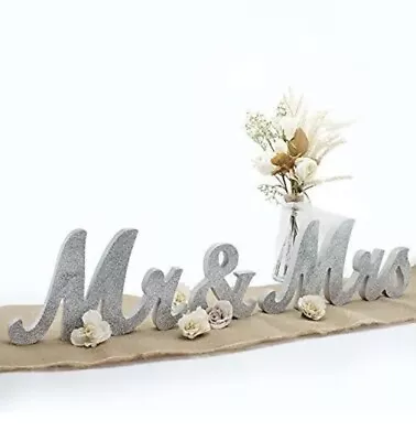 NEW! Mr. & Mrs.Sign Silver For Wedding Table Reception Mr And Mrs Wooden Letters • $18