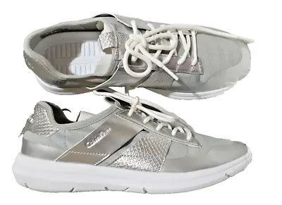 Calvin Klein Shoes CK Metallic Lightweight Silver Trainers UK5 EU38 New SALE • £45