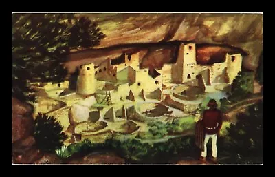 Dr Jim Stamps Us Painting Cliff Palace Pueblo Stand Mesa Verde Unposted Postcard • $0.25