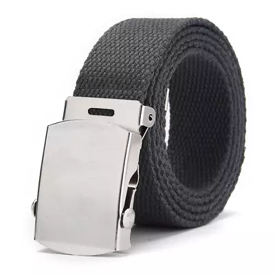 Men Canvas Belt Military Strap Waist Belts Webbing Adjustable Buckle Plus Size • $7.95