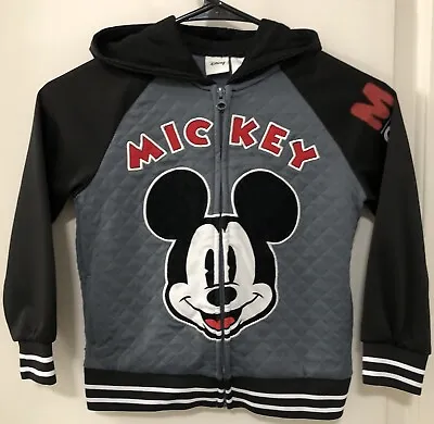 Disney Mickey Mouse Full-Zip Hooded Varsity Bomber Jacket Boys Size 5 • $21