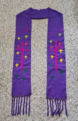 Clergy Officiant Stole Vestment Hand Made Purple Beautiful Needlework • $30