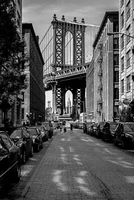 Manhattan Bridge From DUMBO Brooklyn Black And White B&W Photo Poster 24x36 • $13.98