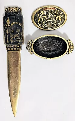 Judaica Letter Opener Bronze  Hidden Opining By Nordia Israel & Trinket Box • $29.99