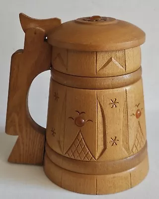 Vintage Souvenir Wooden Mug With Amber Inserts. Extra Large Beer Stein Mug • $49