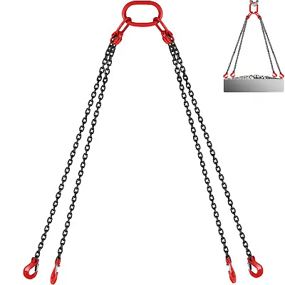 VEVOR 3mtr X 4 Leg 8mm Lifting Chain Sling 5 Tonne With Grab Hooks • £62.39