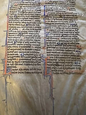 RARE Illuminated Manuscript Bible Leaf 1235 On Vellum • $375