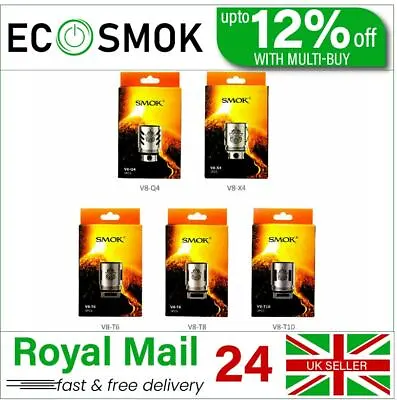 Genuine SMOK TFV8 Coils | V8-T10 | V8-T8 | V8-T6 | V8-X4 | V8-Q4 | V8-RBA | TPD • £8.10