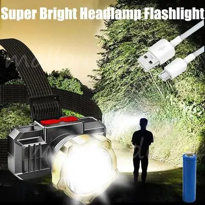 100000LM Super Bright LED Headlamp Rechargeable Head Light Flashlight Torch Lamp • $7.35