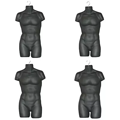 4 Male Mannequin FormHard Plastic Manikin Display Torso Men T-Shirt - Black • $75
