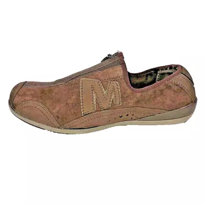 Merrell Womens Arabesque Sneakers Shoes Brown Leather Zip J76058 Flat Heel 6.5 • $31