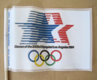 1984 Los Angeles Olympic Games Souvenir Fan Flag XXIII Olympiad New Old Stock • $4.99