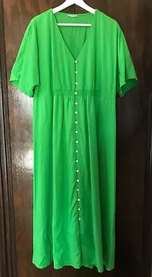 Sussan Green Button Through Linen Maxi Dress Sz 16-18? Bnwd Rrp $120 • $65