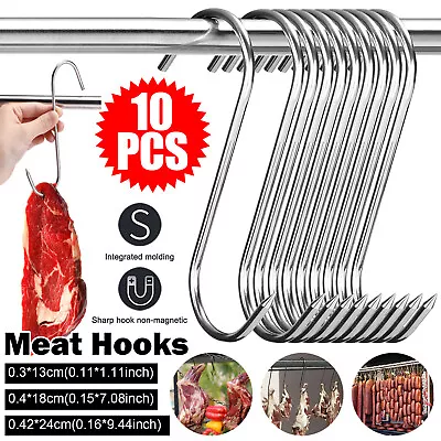 S-Shaped Meat Hook Heavy Duty Stainless Steel Butcher Hooks Hanging Beef • $14.99