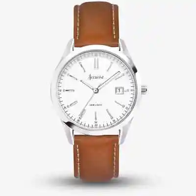Accurist Everyday Brown Leather Strap Watch 74011 • £129