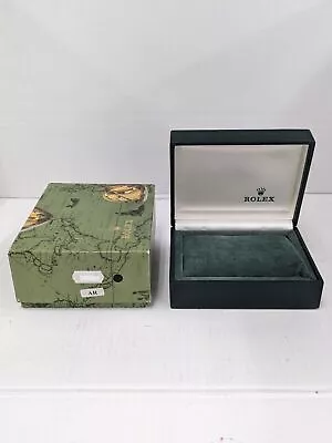 VINTAGE GENUINE ROLEX Watch Box Case 11.00.01 Wood Green Leather 231004001yS • $189.96
