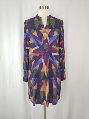Mara Hoffman XS Compass Print Long Sleeve Shirt Shift Dress • $39.99