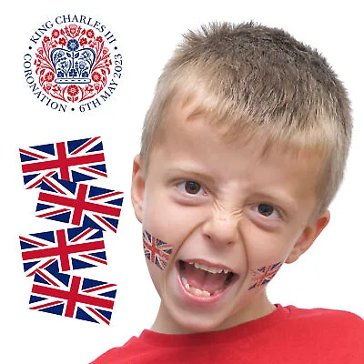 Union Jack Flag Temporary Tattoos Body Face Tattoo King Coronation Kids 2023 UK • £8.49