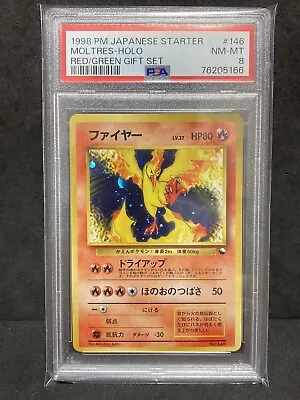 PSA8 Moltres Quick Starter Red Green Gift Set 1998 Pokemon Card Japanese • $173