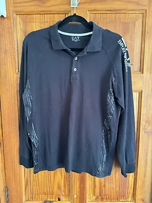 Black EA7 Emperor Armani Long Sleeve Polo Shirt Size L • £5