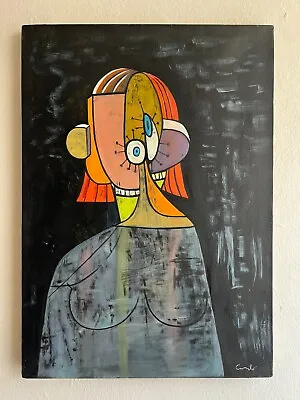 George Condo Oil On Canvas Painting Signed And Stamped Vintage Art (Handmade) • $950