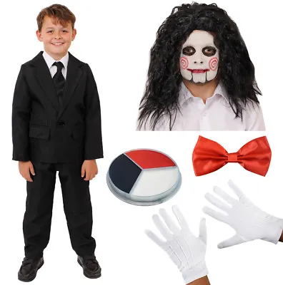 Child Puppet Costume Halloween Fancy Dress Suit Face Paint Wig Bow Tie Gloves • £14.99