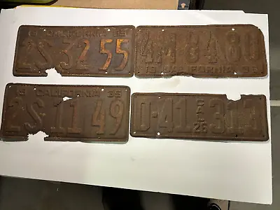 Antique Vintage 1926-35-35-36 Rusty Metal California License Plates • $24.95