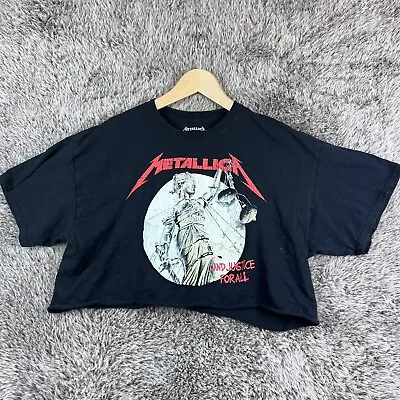 Metallica And Justice For All Band Men Shirt Adult Large Cropped Black Reprint • $11.43