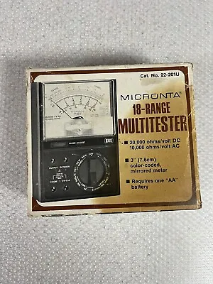 Vtg Radio Shack Micronta 18-Range 20000 Ohms/ Volt DC MULTITESTER No. 22-201U • $20