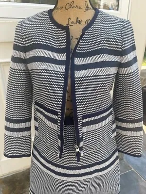 *NEW* J Crew Cropped Striped Navy-White Suit  Jacket (sz 10) & Skirt (size 4) • $90