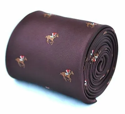 Frederick Thomas Designer Mens Tie - Burgundy Maroon - Embroidered Horse Racing • £15.99