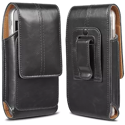 Vertical Carry Leather Belt Clip Holster Pouch Case Cover For IPhone Samsung • $6.71