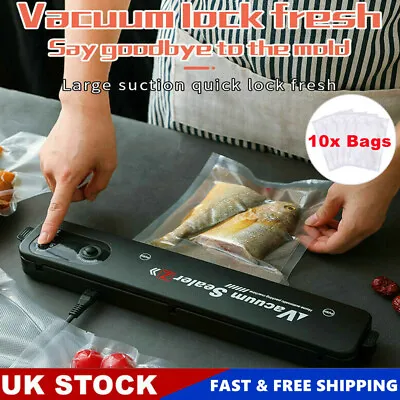 Vacuum Food Sealer Automatic Manual Sealer Dry/Wet Pack Machine W/10PCS Bags ◇ • £11.99