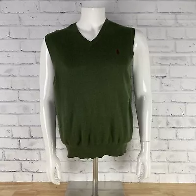 Ralph Lauren Polo Sweater Vest Men's Medium Sleeveless Pima Cotton Green Pony RL • $23.99