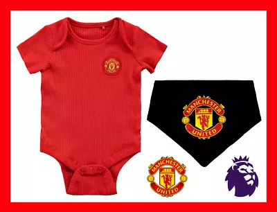 ⚽️Manchester United FC⚽️Authentic⚽️Babys Vest & Bib Set⚽️12-18 Months⚽️New⚽️39⚽️ • $18.64