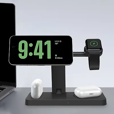 4in1 Wireless Charger Magnetic Charging Dock For Apple Watch Ultra 9 8 IPhone 15 • $34.99