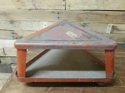 Vintage Mechanic Creeper Red Triangle Metal Seat Stool Castor Shelf  Garage 17 W • $74.88