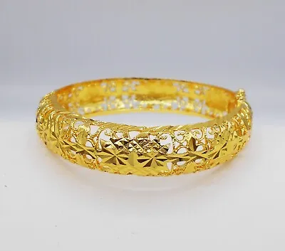 $34.99 • Buy Bangle Bracelet Thai Handmade 23K Thai Baht Yellow Gold Plated Jewelry Women