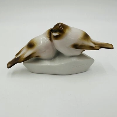 $45 • Buy Zsolnay Hungary Pair Of Tit Bird Figurine Signed Hand Painted Vintage Home Decor