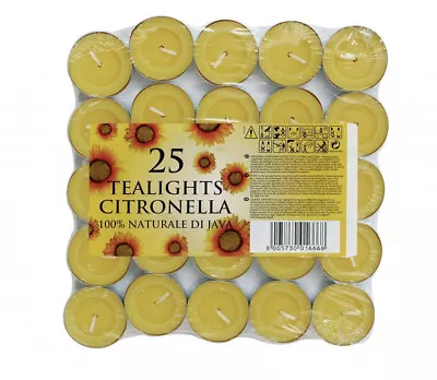 Citronella Tealight Candles Mosquito Fly Insect Repeller Pack Of 25 • £4.45