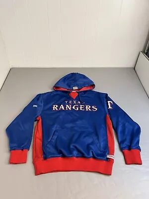 Texas Rangers Hoodie Mens M Blue Stitches Pullover Sweatshirt Long Sleeve Pocket • $11.95