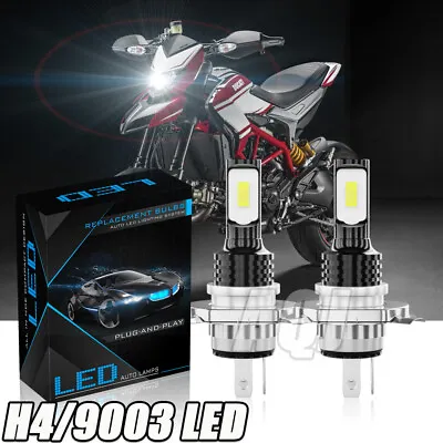 2PC For Motorcycle H4 6K LED Hi/Lo Beam Front Headlight Light Bulb  Bright White • $18.59