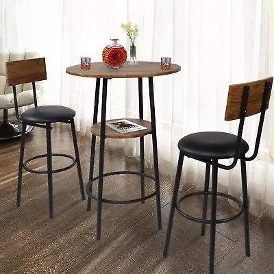 VILOBOS 3Pcs Kitchen Dining Set Modern Counter Height Bistro Bar Stool PU Padded • $124.99