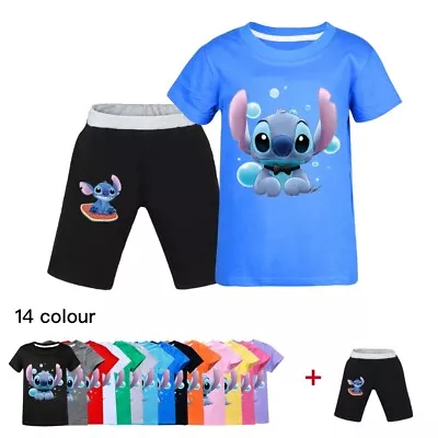 Lilo And Stitch Costume Boys Girls Short Sleeves Cotton T-shirt Tops+ Shorts Set • $20.99